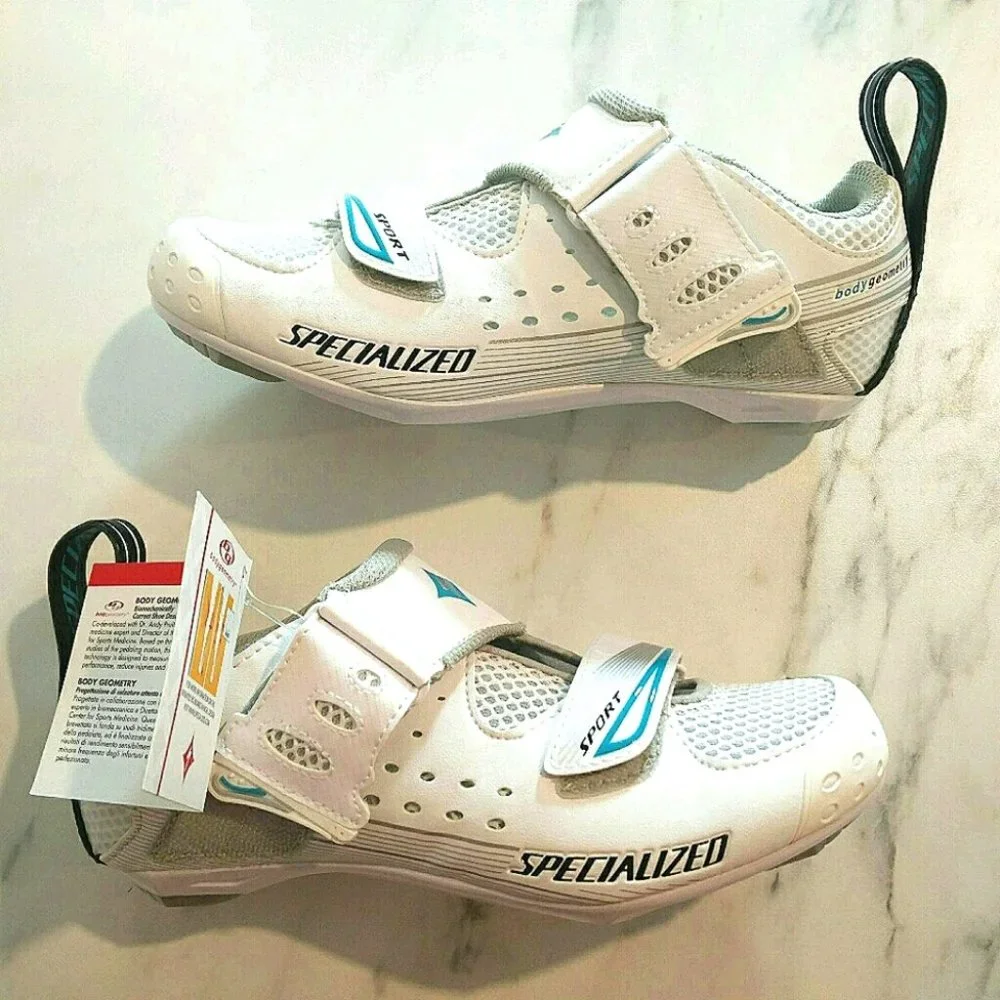 NWB Specialized Trivent Triathlon Cycling Shoes White Aqua 6.5 - Picture 3 of 14